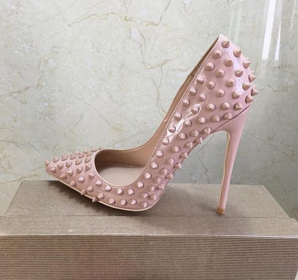 2019s fashion women new nude spikes patent leather poined toes high heeled heels shoes stiletto heel shoes pump 12cm 10cm, Black
2019s fashion women new nude spikes patent leather poined toes high heeled heels shoes stiletto heel shoes pump 12cm 10cm, Black