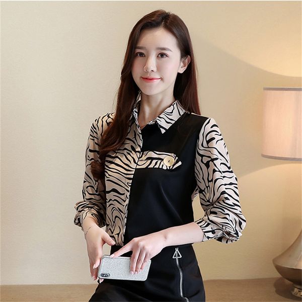 fashion korea women blouses shirt leopard splice printed chiffon office shirts blouse single breasted shirts blusas female, White
fashion korea women blouses shirt leopard splice printed chiffon office shirts blouse single breasted shirts blusas female, White