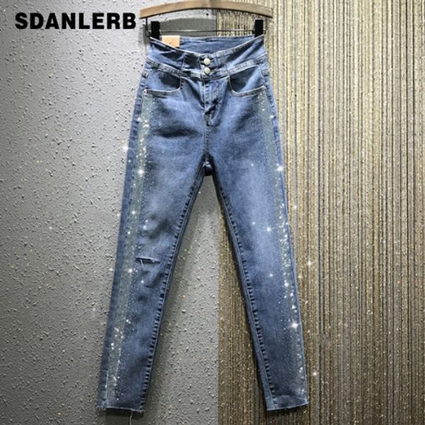 2020 spring new high-waist slim-fit stretch jeans woman village ripped jeans drilling pencil denim ankle-length pants jean, Blue
2020 spring new high-waist slim-fit stretch jeans woman village ripped jeans drilling pencil denim ankle-length pants jean, Blue