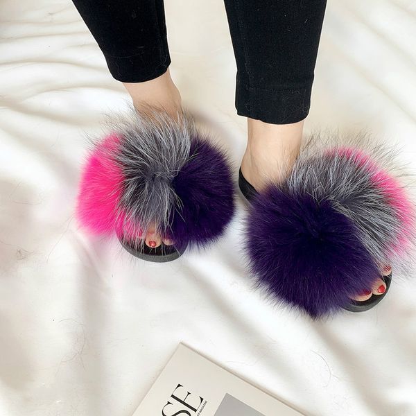 women shoes real fox fur slippers colorful fur slides fashion beach women sandals cute plush fluffy slippers luxury slippers, Black
women shoes real fox fur slippers colorful fur slides fashion beach women sandals cute plush fluffy slippers luxury slippers, Black