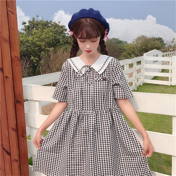 sweet dresses women retro plaid high waist naval collar bow a-line dresses 2019 new summer fashion cute stuff women, Black;gray
sweet dresses women retro plaid high waist naval collar bow a-line dresses 2019 new summer fashion cute stuff women, Black;gray