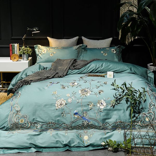 luxury blue exquisite flower embroidery 60s egyptian cotton bedding set king size duvet cover bed linen bed sheet pillowca
luxury blue exquisite flower embroidery 60s egyptian cotton bedding set king size duvet cover bed linen bed sheet pillowca