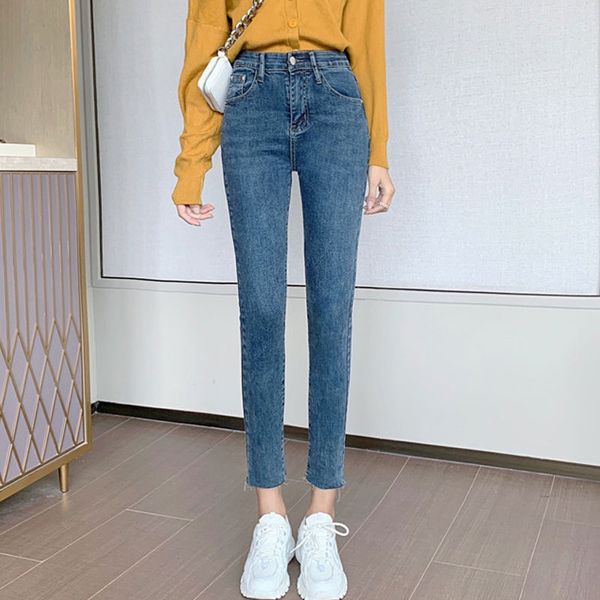 jeans women's high waist slim skinny elastic simple edge small pencil pants ankle length female thin jeans 2020, Blue
jeans women's high waist slim skinny elastic simple edge small pencil pants ankle length female thin jeans 2020, Blue