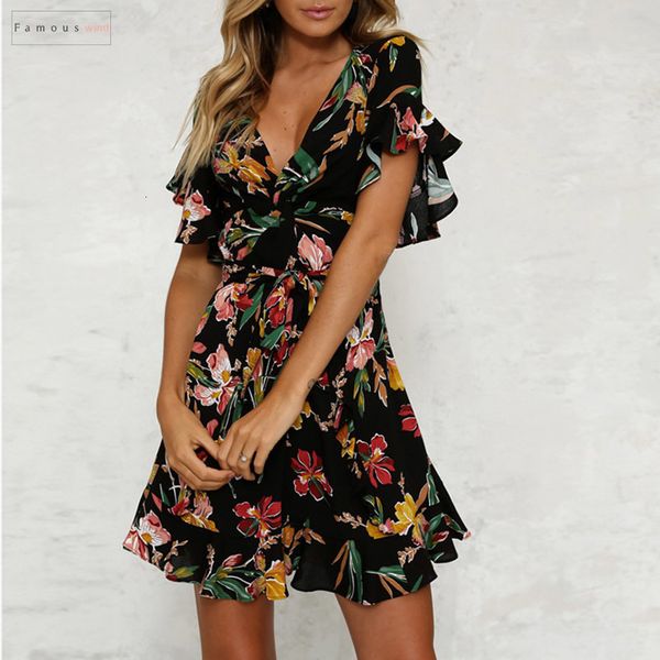 women mini beach dress style strap floral print a line ruffles ladies costume fashion femme designer clothes summer dresses, Black;gray
women mini beach dress style strap floral print a line ruffles ladies costume fashion femme designer clothes summer dresses, Black;gray