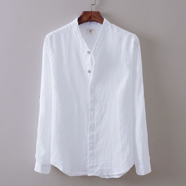 2017 autumn shirts men cotton linen long sleeve solid slim fit v-neck brand clothing plus size xxxl, White;black
2017 autumn shirts men cotton linen long sleeve solid slim fit v-neck brand clothing plus size xxxl, White;black