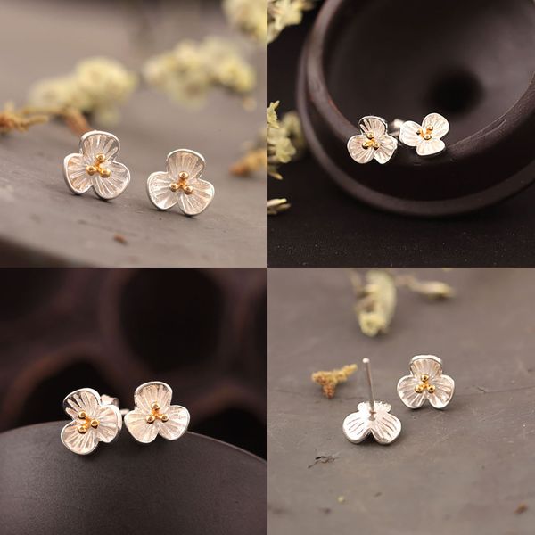 925 silver concise jasmine flower ear nail woman temperament two-tone three flap flower forest system sweet floret earring pear earring, Golden
925 silver concise jasmine flower ear nail woman temperament two-tone three flap flower forest system sweet floret earring pear earring, Golden