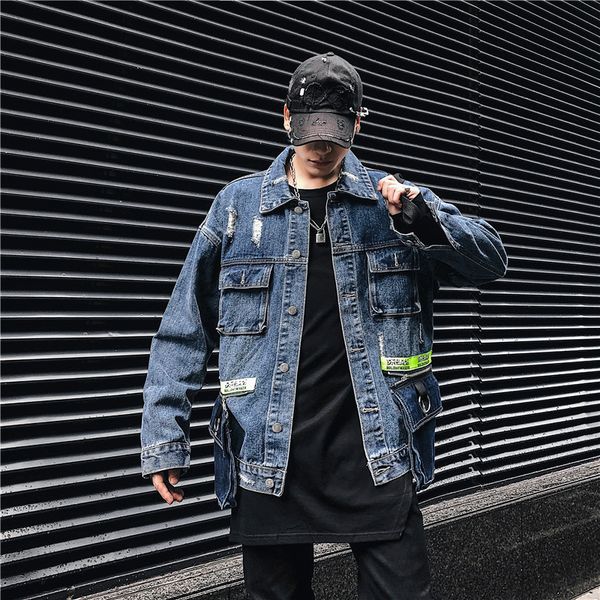 2019 new multi-pocket jacket jeans streetwear harajuku hip hop men vintage washed denim jacket autumn denim jackets, Black;brown
2019 new multi-pocket jacket jeans streetwear harajuku hip hop men vintage washed denim jacket autumn denim jackets, Black;brown