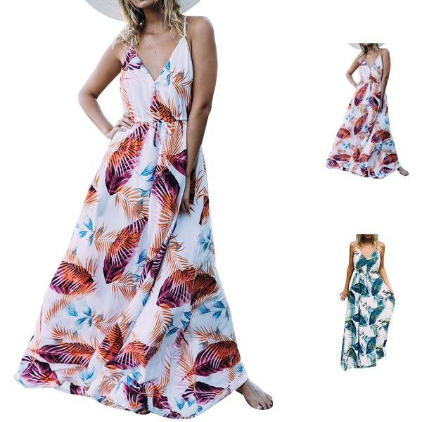 women spaghetti strap leaf printing long dress girl deep v maxi dress, Black;gray
women spaghetti strap leaf printing long dress girl deep v maxi dress, Black;gray
