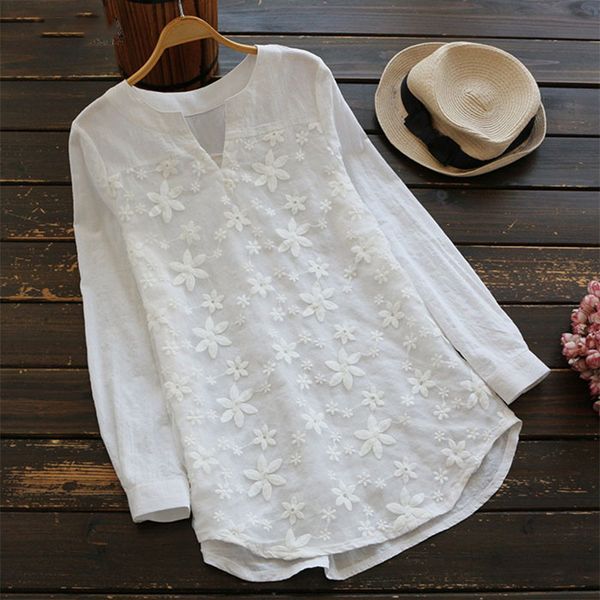 2020 summer autumn blouse women v neck embroidery long sleeve shirt elegant work oversized femininas, White
2020 summer autumn blouse women v neck embroidery long sleeve shirt elegant work oversized femininas, White