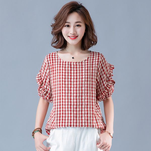 women cotton linen o-neck t-shirt plus size short butterfly sleeve tees 2020 summer fashion casual lady plaid loose clothes, White
women cotton linen o-neck t-shirt plus size short butterfly sleeve tees 2020 summer fashion casual lady plaid loose clothes, White