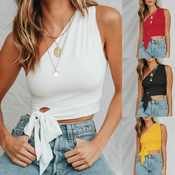 2020 new spring and summer women's one-shoulder sleeveless bandage summer womens clothing, White
2020 new spring and summer women's one-shoulder sleeveless bandage summer womens clothing, White