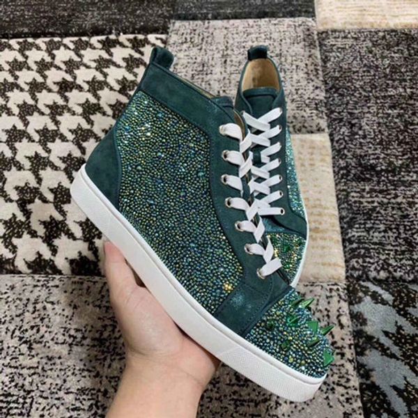2019 designer mix spikes with green suede flats shoes brand red bottoms shoes luxury mens womens party lovers rhinestone sneakers size 36-46, Black
2019 designer mix spikes with green suede flats shoes brand red bottoms shoes luxury mens womens party lovers rhinestone sneakers size 36-46, Black