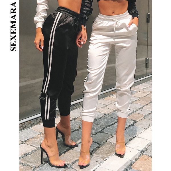women leggings casual pants side stripe satin silk loose pants women joggers fitness high waist casual trousers fashion 2019 c34aa, Black;white
women leggings casual pants side stripe satin silk loose pants women joggers fitness high waist casual trousers fashion 2019 c34aa, Black;white