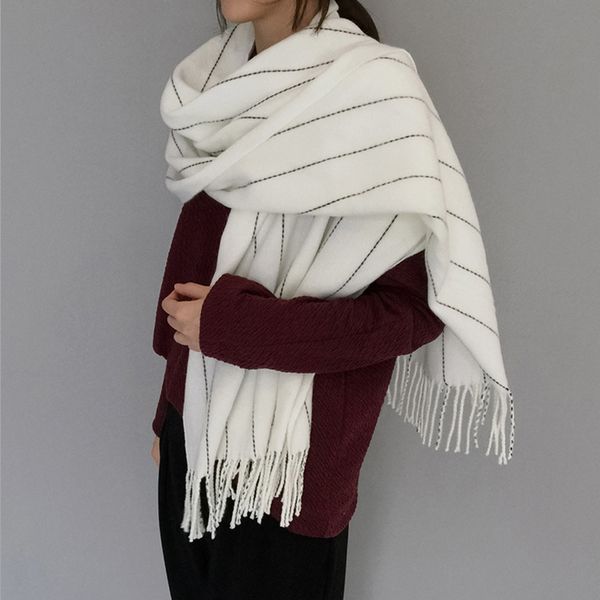 women girl tassel scarf stripe pattern imitation cashmere long style winter autumn warm wraps, Blue;gray
women girl tassel scarf stripe pattern imitation cashmere long style winter autumn warm wraps, Blue;gray