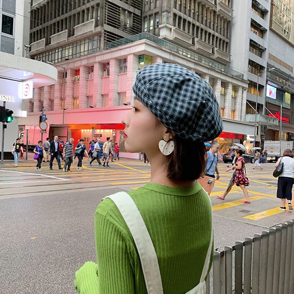retro japanese plaid beret womens winter grid hat warm beret female cotton blend cap woman hats caps black white gray boinas
retro japanese plaid beret womens winter grid hat warm beret female cotton blend cap woman hats caps black white gray boinas