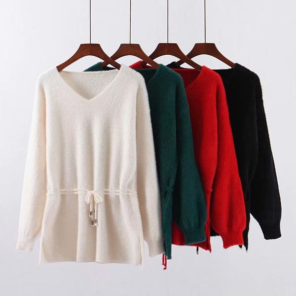 autumn v neck sweet colored sweater autumn winter warm mohair long sleeve casual knitted sweater, White;black
autumn v neck sweet colored sweater autumn winter warm mohair long sleeve casual knitted sweater, White;black