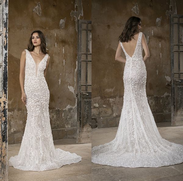 tony ward wedding dresses deep v neck lace appliques mermaid bridal gowns 2020 custom made backless sweep train wedding dress, White
tony ward wedding dresses deep v neck lace appliques mermaid bridal gowns 2020 custom made backless sweep train wedding dress, White
