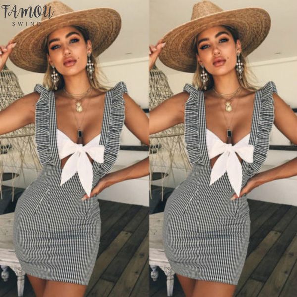 women summer strap dress bodycon bandage plaid evening party mini dress, Black;gray
women summer strap dress bodycon bandage plaid evening party mini dress, Black;gray
