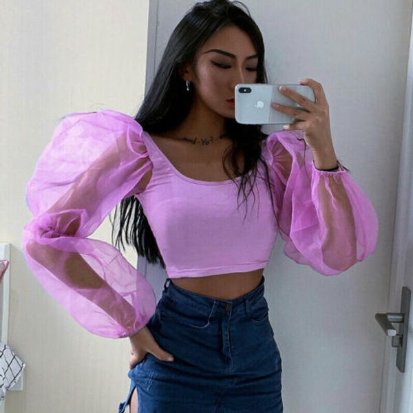 women's blouses & shirts au woman slim fit casual cropped sheer low cut spliced mesh puff sleeve crop stylish blouse, White
women's blouses & shirts au woman slim fit casual cropped sheer low cut spliced mesh puff sleeve crop stylish blouse, White