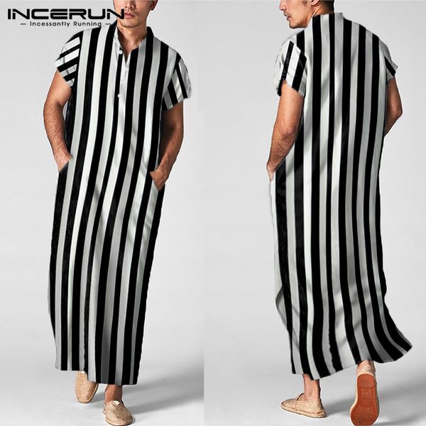 2020 summer men striped long shirts men vintage short sleeve stand collar muslim kaftan robes casual loose long s-5xl, White;black
2020 summer men striped long shirts men vintage short sleeve stand collar muslim kaftan robes casual loose long s-5xl, White;black