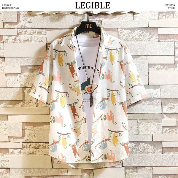 legible floral shirt men 2020 men korean fashion short sleeve shirt male hawaiian shirts casual loose clothes, White;black
legible floral shirt men 2020 men korean fashion short sleeve shirt male hawaiian shirts casual loose clothes, White;black
