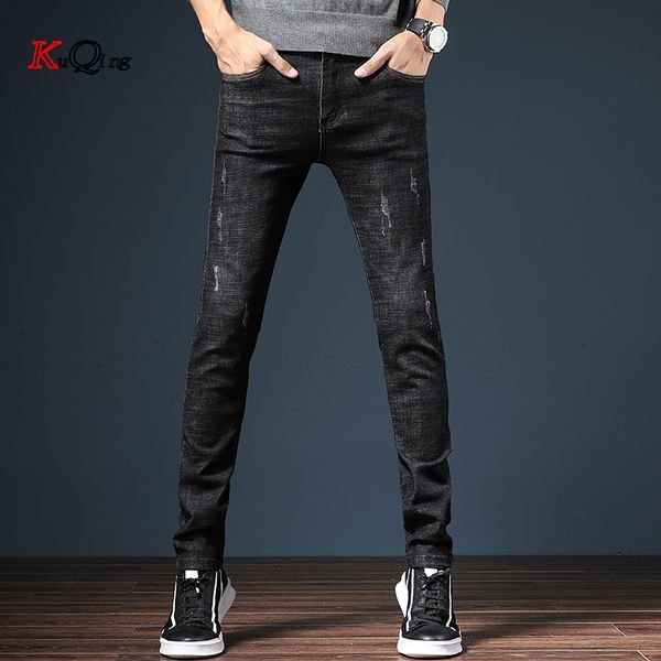 kuqing 2019 spring new men's elastic cotton stretch jeans pants fit denim trousers men's brand fashion wear, Blue
kuqing 2019 spring new men's elastic cotton stretch jeans pants fit denim trousers men's brand fashion wear, Blue