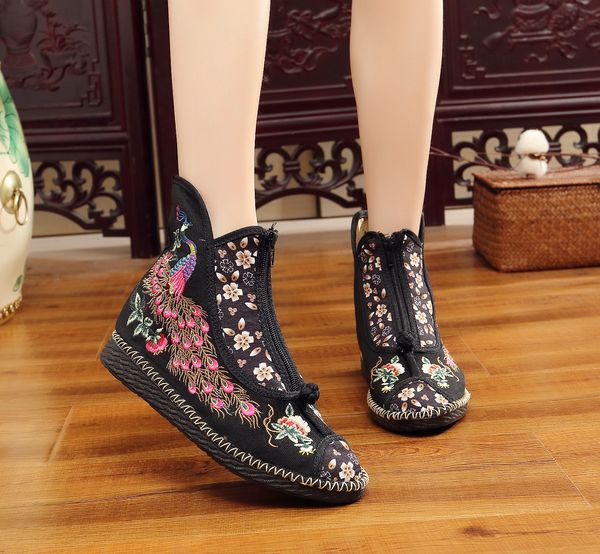 2019 new spring and autumn flat old beijing cloth shoes ethnic style low-leg ankle boots embroidered one-boot shoes, Black
2019 new spring and autumn flat old beijing cloth shoes ethnic style low-leg ankle boots embroidered one-boot shoes, Black