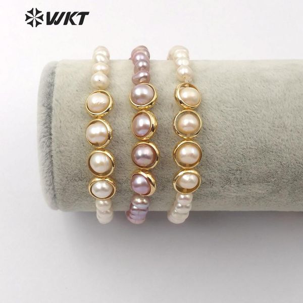 wt-b497 natural freshwater pearl bracelet yellow/purple pearl bracelet with gold electroplated ring around the bangle, Black
wt-b497 natural freshwater pearl bracelet yellow/purple pearl bracelet with gold electroplated ring around the bangle, Black