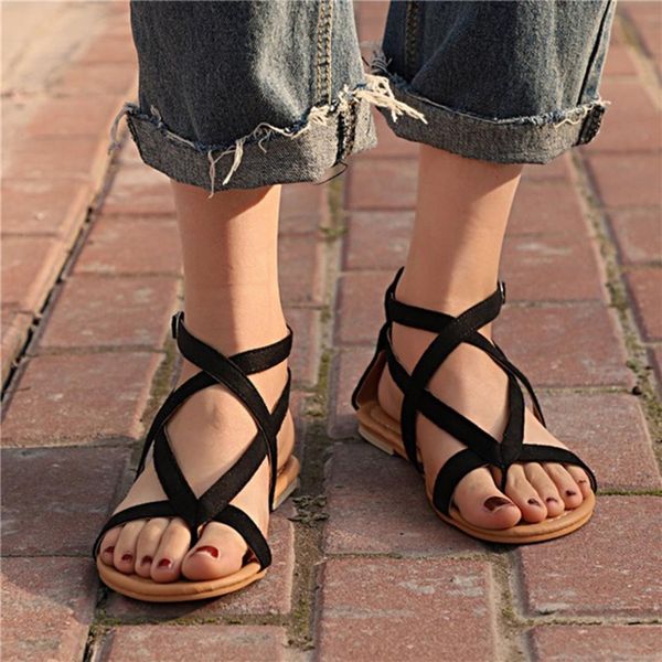 women casual summer flat heel grips bohemia beach sandals ladies round head sandals t-strap shoes, Black
women casual summer flat heel grips bohemia beach sandals ladies round head sandals t-strap shoes, Black