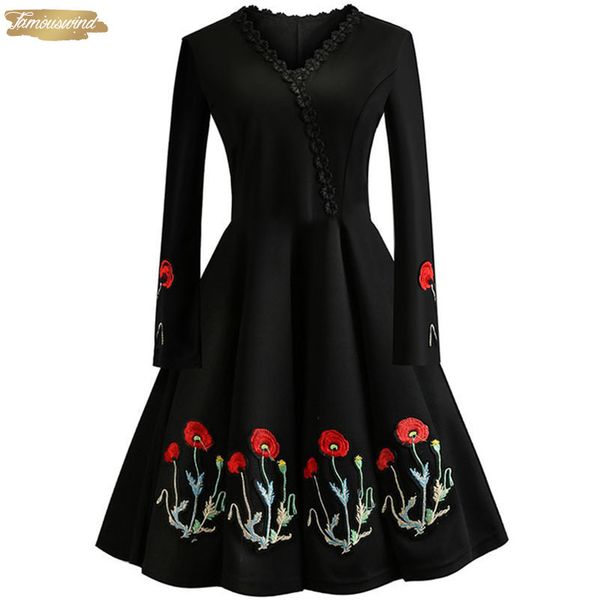 vintage dresses autumn v neck winter bodycon dress women long sleeve embroidery elegant black party dress plus size, Black;gray
vintage dresses autumn v neck winter bodycon dress women long sleeve embroidery elegant black party dress plus size, Black;gray