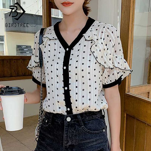 women's summer polka dot chiffon blouse 2020 v-neck korean style single-breasted short sleeve female shirt t04201k, White
women's summer polka dot chiffon blouse 2020 v-neck korean style single-breasted short sleeve female shirt t04201k, White