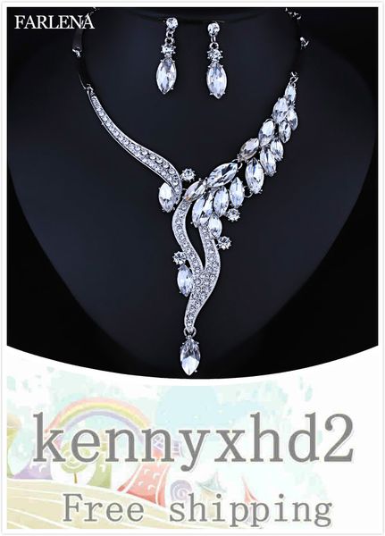 european and american bridal jewelry exquisite crystal glass full diamond necklace earring jewelry set, Silver
european and american bridal jewelry exquisite crystal glass full diamond necklace earring jewelry set, Silver