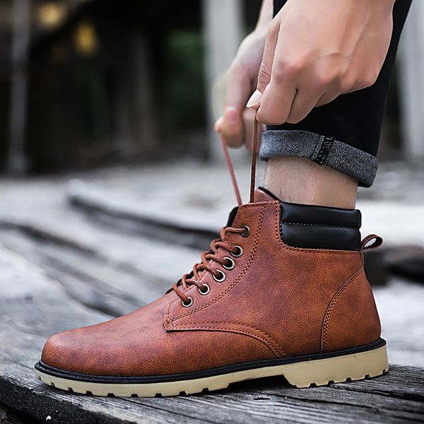 2019 new pu leather boots men fashion men boots comfortable casual shoes for youth anti slip lace up, Black
2019 new pu leather boots men fashion men boots comfortable casual shoes for youth anti slip lace up, Black