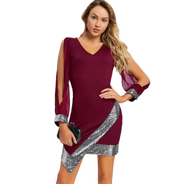 daddy chen women summer irregular dress chiffon dress sequin silver v neck elegant long sleeve cold shoulder patchwork club, Black;gray
daddy chen women summer irregular dress chiffon dress sequin silver v neck elegant long sleeve cold shoulder patchwork club, Black;gray