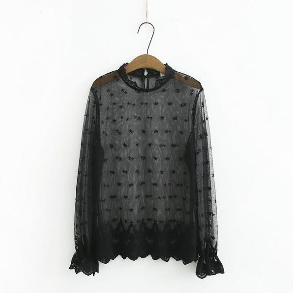 woman chic lace bottoming blouse long flare sleeve white black crochet female ruffle round collar classy shirts spring 2020
woman chic lace bottoming blouse long flare sleeve white black crochet female ruffle round collar classy shirts spring 2020