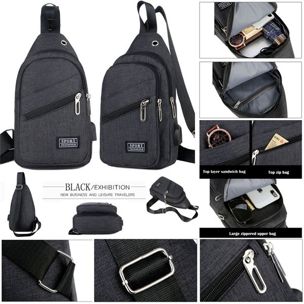 мужчины chest пакет коммуникатор sling спорт путешествия crossbody сумки на ремне, usb для зарядки
мужчины chest пакет коммуникатор sling спорт путешествия crossbody сумки на ремне, usb для зарядки