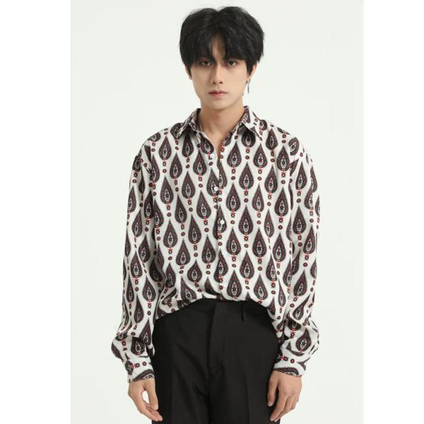 men vintage print casual long sleeve shirt male japan korea fashion loose shirts, White;black
men vintage print casual long sleeve shirt male japan korea fashion loose shirts, White;black