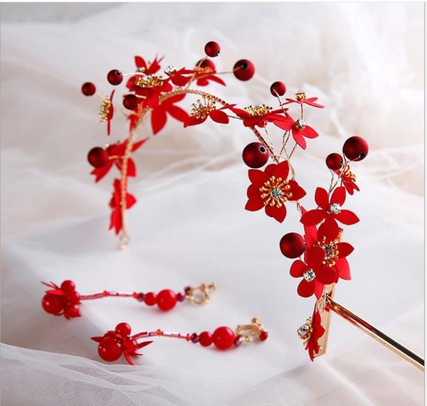 2019 bride wedding tiara bride toast clothing red flowers new korean wedding headband, Silver
2019 bride wedding tiara bride toast clothing red flowers new korean wedding headband, Silver