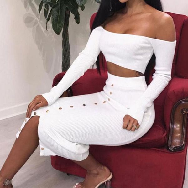 women's tracksuits black two piece suits women off shoulder navel t shirt slim split bodycon skirt girl party club fashion white su, Gray
women's tracksuits black two piece suits women off shoulder navel t shirt slim split bodycon skirt girl party club fashion white su, Gray
