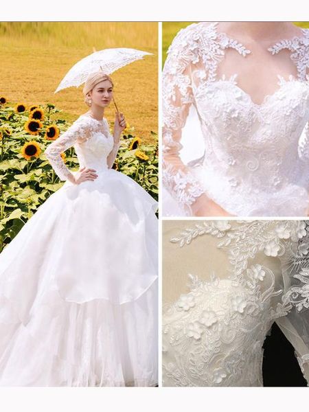 vintage country lace wedding dresses illusion long sleeves applique sequins organza court train wedding dress bridal gown, White
vintage country lace wedding dresses illusion long sleeves applique sequins organza court train wedding dress bridal gown, White