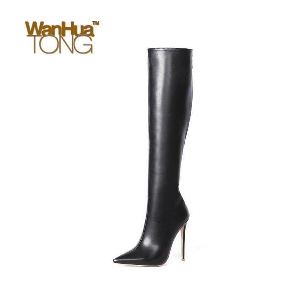 wanhuatong fashion classic pointed toe stiletto heel mid-calf boots, Black 
wanhuatong fashion classic pointed toe stiletto heel mid-calf boots, Black