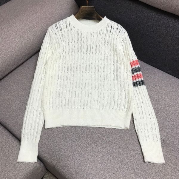 luxury designer brand knitted pullovers for women causel o neck classic stripes hollow out loose knitted sweater, White;black
luxury designer brand knitted pullovers for women causel o neck classic stripes hollow out loose knitted sweater, White;black
