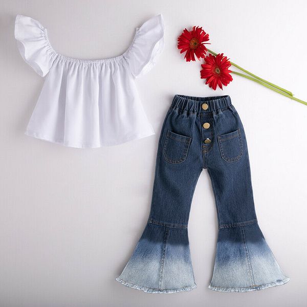 2020 new summer baby girls clothes kids wear outfits crop 2pcs denim bell bottom pants boutique children clothing set, White
2020 new summer baby girls clothes kids wear outfits crop 2pcs denim bell bottom pants boutique children clothing set, White