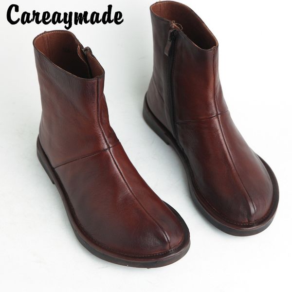 careaymade-original hand-made genuine leather casual retro round head side zipper low heel soft bottom women's short boots, Black
careaymade-original hand-made genuine leather casual retro round head side zipper low heel soft bottom women's short boots, Black