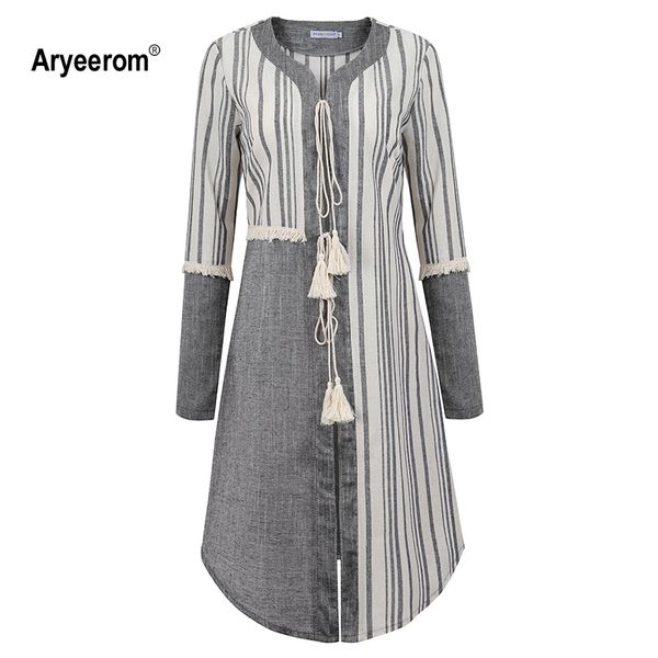 women's long striped yarn-dyed long-sleeved fringed bandage windbreaker jacket spliced tassel outwear black, Tan;black
women's long striped yarn-dyed long-sleeved fringed bandage windbreaker jacket spliced tassel outwear black, Tan;black