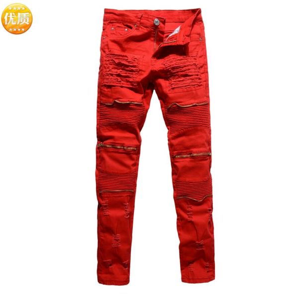 mens jeans europe style 2019 new slim elasticity zipper black ripped jeans fashion plus size men jeans w133, Blue
mens jeans europe style 2019 new slim elasticity zipper black ripped jeans fashion plus size men jeans w133, Blue