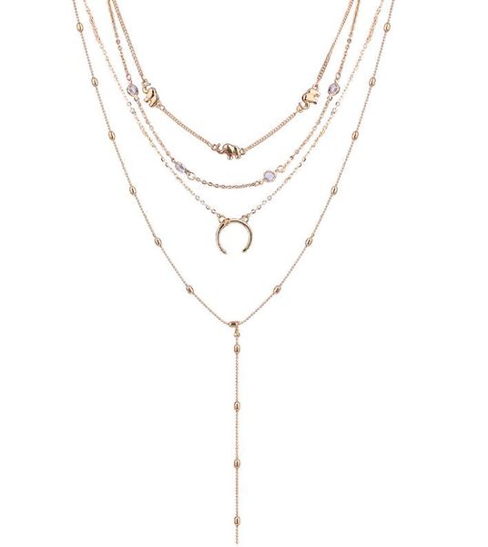 fashion- simple style elephant moon elemental pendant multilayer necklace clavicle chain a6106, Golden;silver
fashion- simple style elephant moon elemental pendant multilayer necklace clavicle chain a6106, Golden;silver