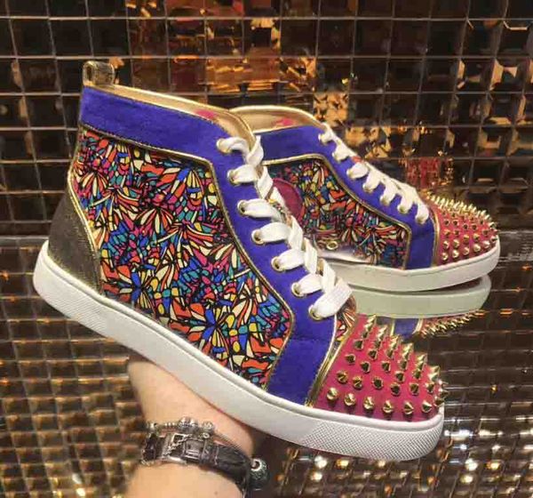 fashion brand design red soles men's studded shoes flat red bottom sneakers spiked flower leather graffiti high trainers outdoor walkin, Black
fashion brand design red soles men's studded shoes flat red bottom sneakers spiked flower leather graffiti high trainers outdoor walkin, Black