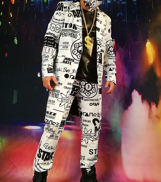 custom made suits sets (jacket+pant) men fashion graffiti casual hip hop long blazers jacket male party stage singer dj costume, White;black
custom made suits sets (jacket+pant) men fashion graffiti casual hip hop long blazers jacket male party stage singer dj costume, White;black
