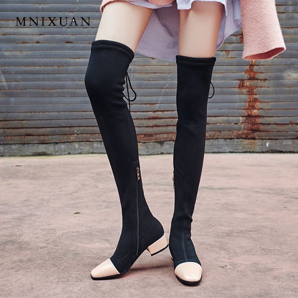 mnixuan shoes women over the knee thigh high boots 2018 winter square toe medium heels long stretch boots zipper, Black
mnixuan shoes women over the knee thigh high boots 2018 winter square toe medium heels long stretch boots zipper, Black